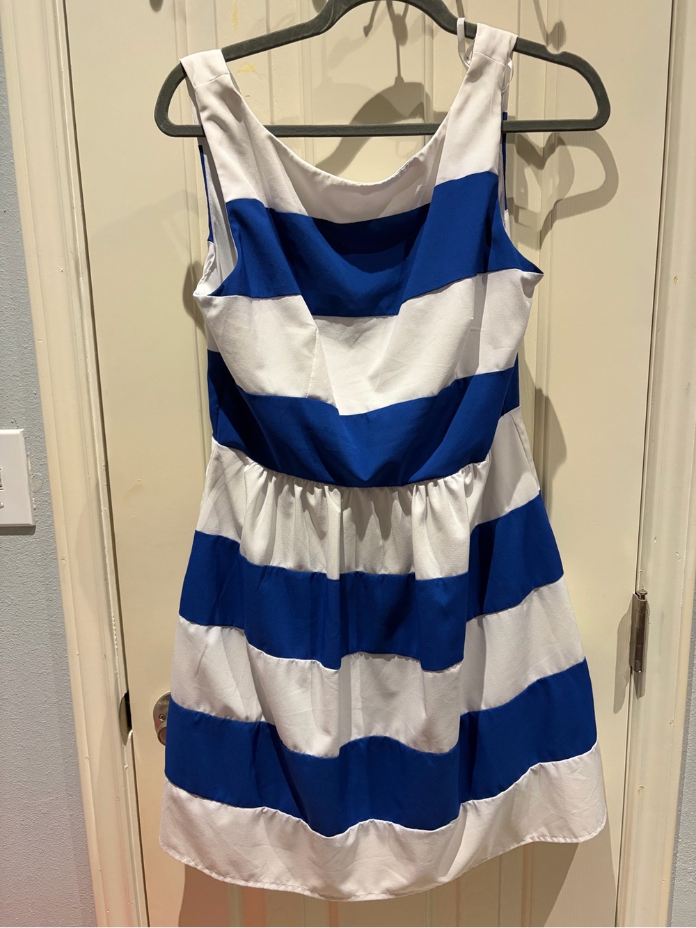 Junior’s Blue and White Striped Sleeveless Dress